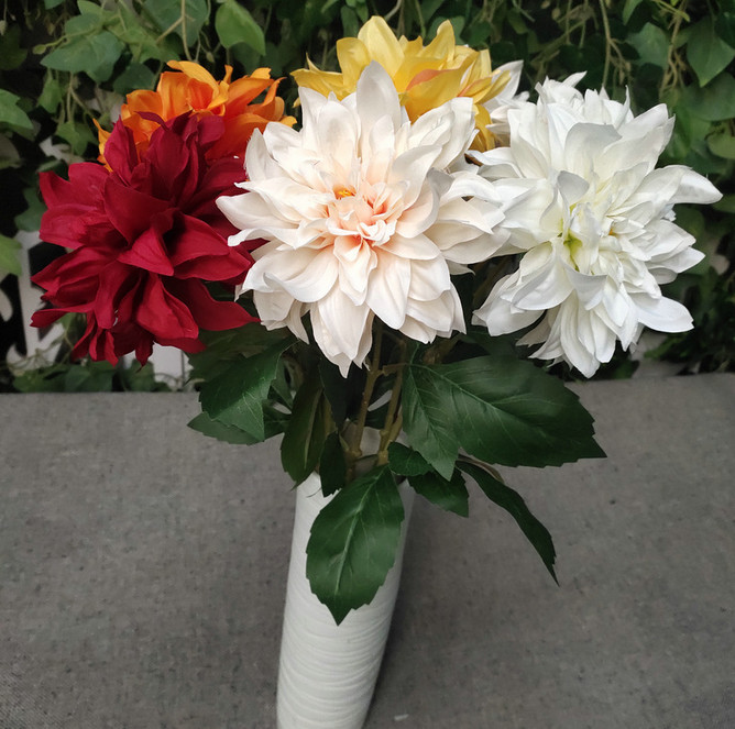 European Style 3 Heads Dahlia Artificial Flower For Home Party Wedding Silk Flower