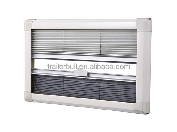 Blind FlyScreen Fiberglass Mesh and Flat Sunlight Reflective Curtain for RV Windows