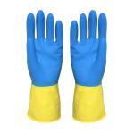 Bi-Color Hand Protective Flock Lined Rubber Gloves Anti-Oil Household Rubber