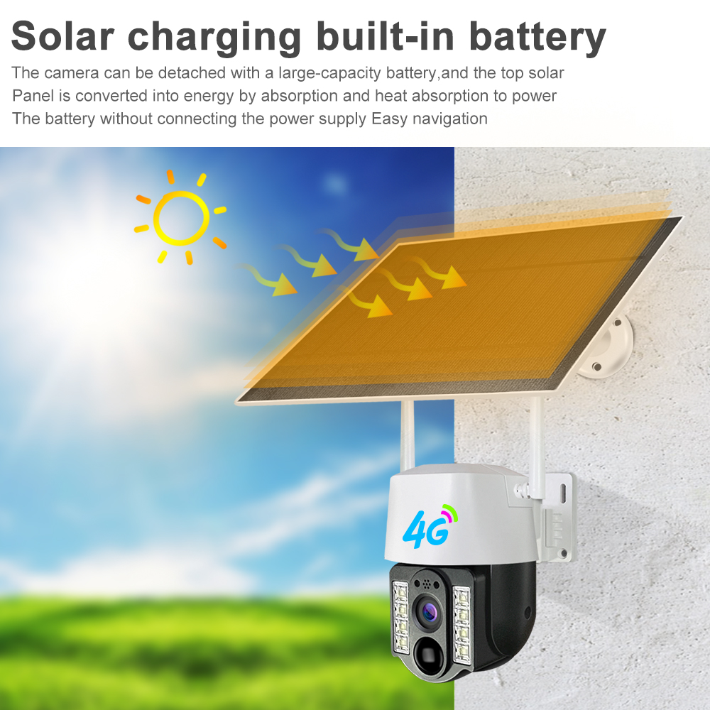 1080P HD Smart Security 4G Night Vision CCTV Camera Solar Powered Wifi PTZ IP Camera