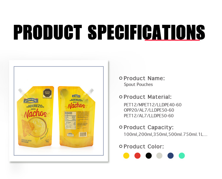 250ml 750ml Spouted Liquid Stand Up Pouches LDPE Peanut Butter Squeeze