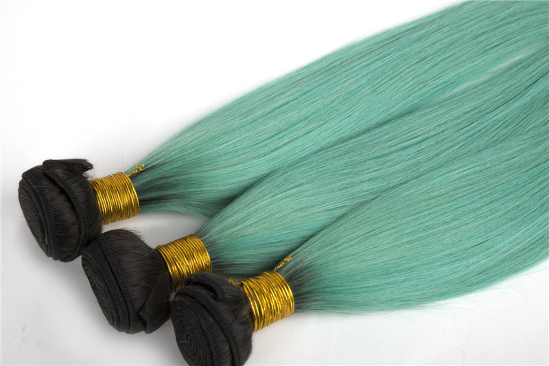 Straight human hair weft 1b light blue ombre color hair beauty ombre hair extension