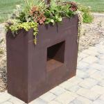 OEM Shopping Center Corten Steel Rectangular Planter With LED Lighting