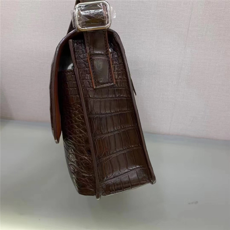 Authentic Alligator Leather Male Flap Purse Cross Shoulder Bag Genuine Crocodile Belly Skin Businessmen Messenger Bag