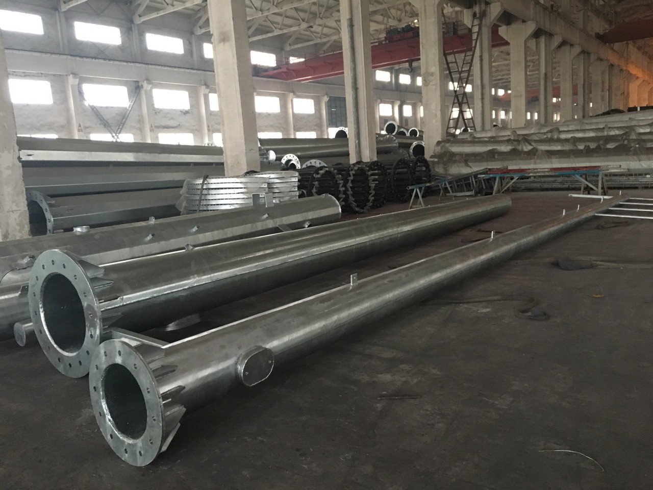 Distribution Line Steel Electrical Power Post Q345 Bitumen Painted 110KV