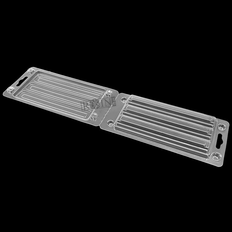 Custom Disposable Clear Plastic 3 Cell Rectangular Makeup Brush Clamshell Packaging