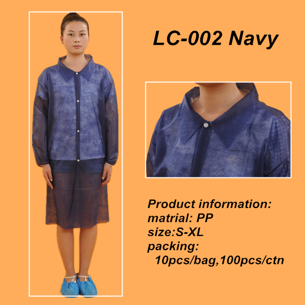 2017 Nonwoven Lab Coat Uniform Lab Coat With Elastic Cuff