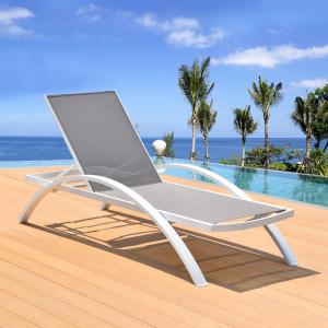 Quality Waterproof UV Resistant PVC Textilene Aluminum Chaise Beach Lounge Chair wholesale