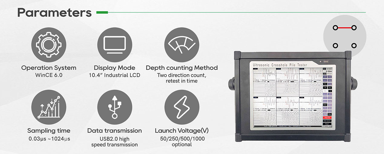 3 Channels Pile Testing Equipment Jgj 106 Standard Crosshole Sonic Logging