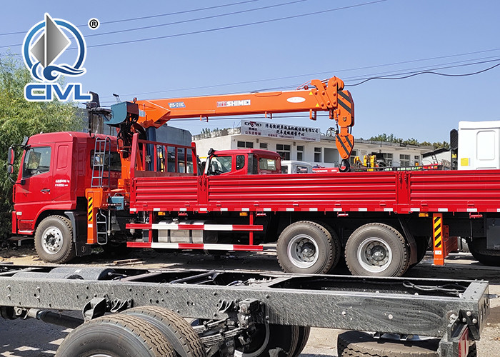 HOWO 6x4 10 Ton Folding Boom Truck Mounted Crane Red Color,Material Is Carbon Steel