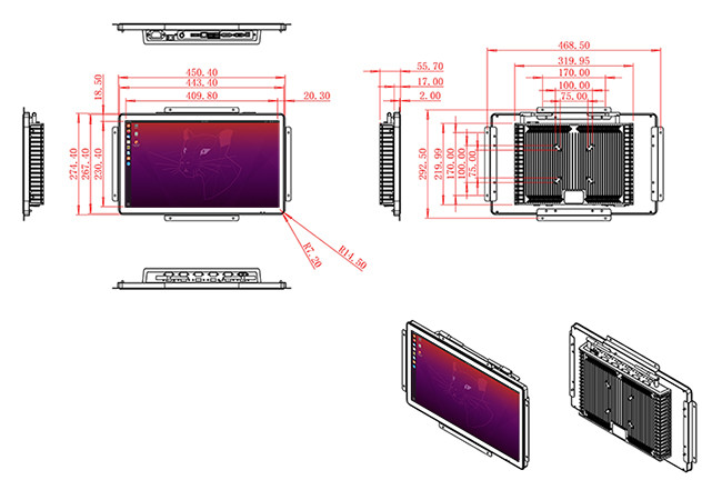 18.5-Inch Linux Touch Monitor for Security Systems and Industrial Monitoring