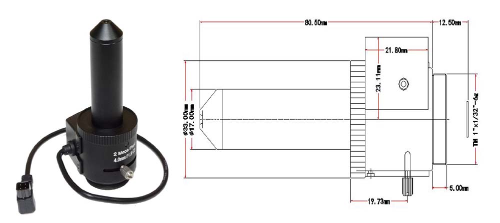 Pinhole auto iris lens 4mm 6mm special optical lens for high temperature furnace metallurgy full wave + all metal