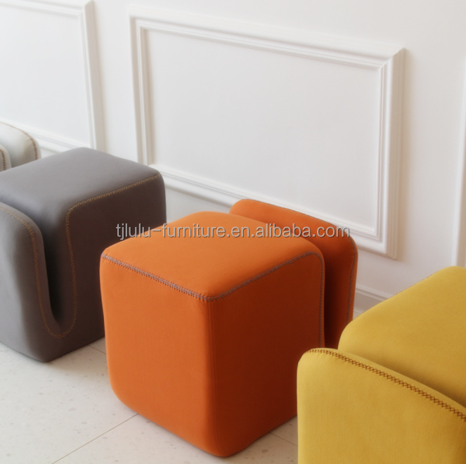 Home Furniture Ottoman Stool with Fabric Cover OEM Service Accepted Space Saving Multi-Purpose Design
