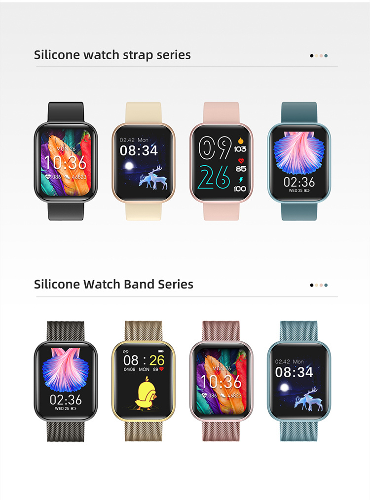 Body Temperature Blood Oxygen Test Magnetic Charging Cable Square Screen 1.65 Aluminum Alloy Shell P85 Smart Watch Wristband