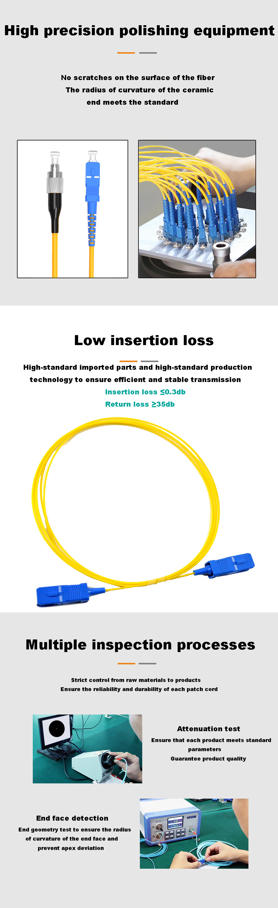 2.0mm 2m Multimode Duplex Fiber Optic St To Lc Patch Cord OM3 Low Insertion Loss