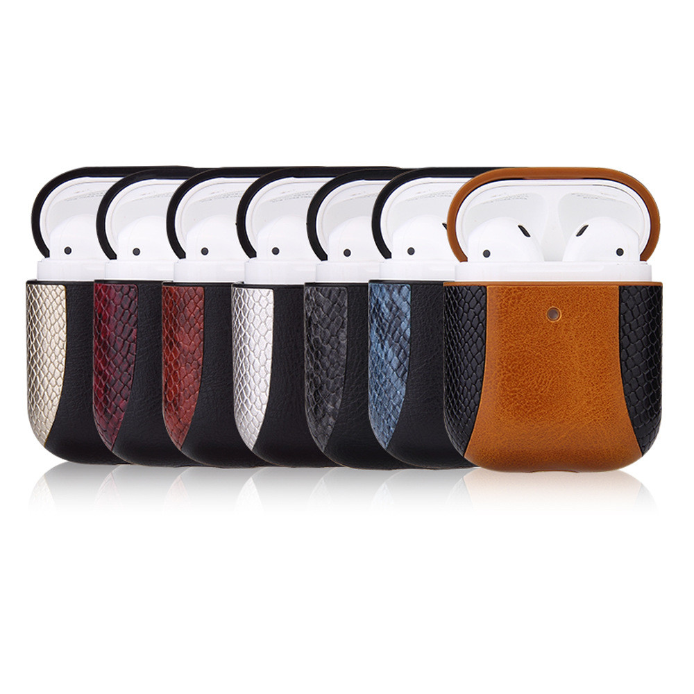 Genuine Leather Case Front LED Visible Charging Cover for Apple AirPod 2 & 1