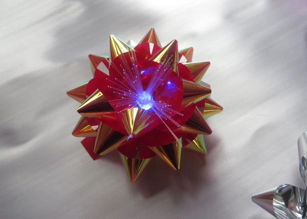 Transparent LED Glowing gift ribbon flower bows with LED light for celebration