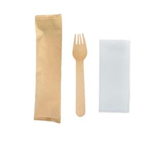 Quality Wooden Biodegradable Eco Friendly Disposable Forks With Napkin 160mm wholesale