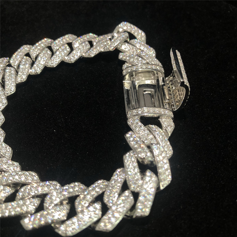 Miami Moissanite Cuban Chain Luxury Rapper Vvs Moissanite Cuban Link Bracelet