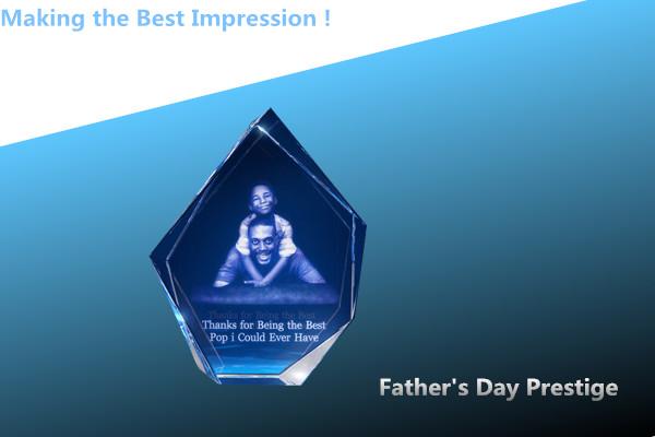 blank crystal prestige award/3D crystal trophy/father's day gift/blank crystal