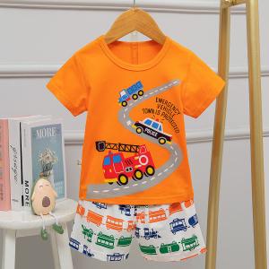 Quality Cartoon Age 4 Cotton Pyjama Set 110cm Height 61cm Bust With Vehicle Pattern wholesale