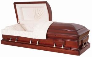 Quality Compact Solid Mahogany Wooden Coffin , Eco Friendly Caskets Non Toxic wholesale