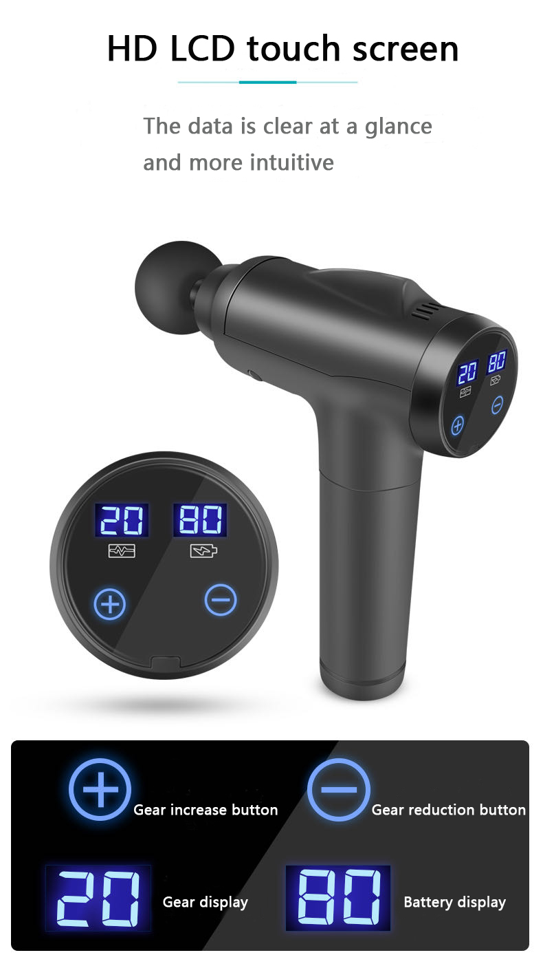 30 Speed Fascia Massage Gun Deep Tissue Percussion Massage Gun Touch Screen