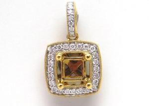 Quality 18K Yellow Gold Semi Mount Jewelry Pendant 0.43 Carat ( Ctw ) with Vs1 Diamond wholesale