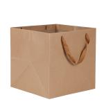 Flat Handle Plain Brown Gift Bags Customized Logo Biodegradable Durable