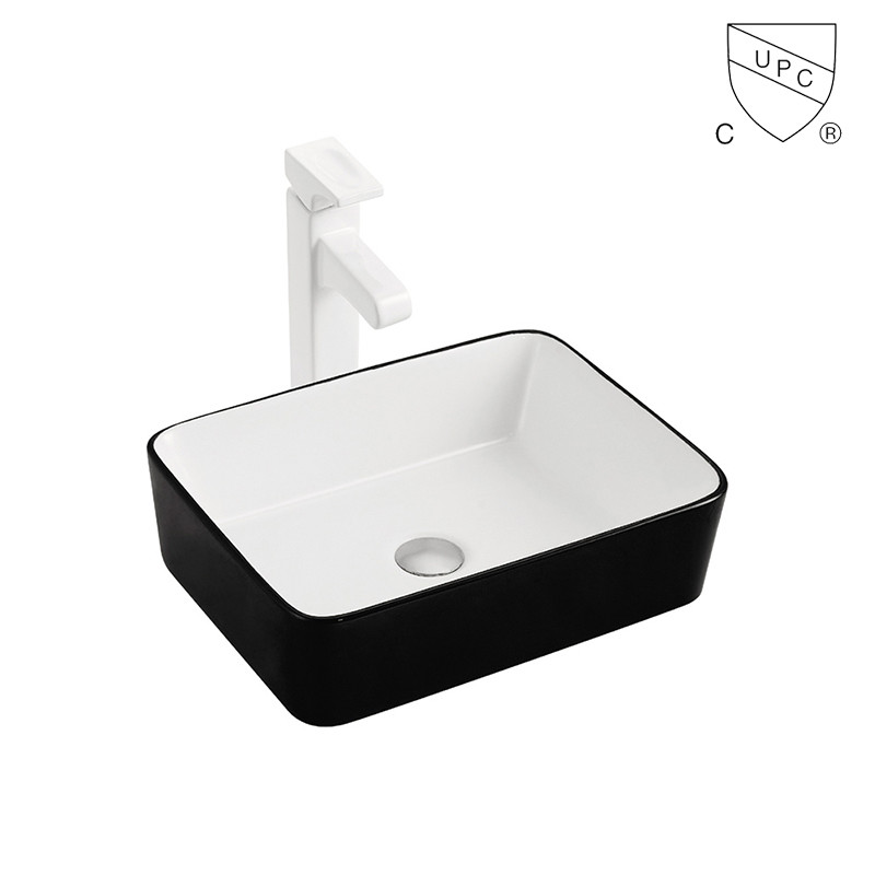 Commercial Table Top Bathroom Utility Sink Ceramic Red And Black Wash Basin