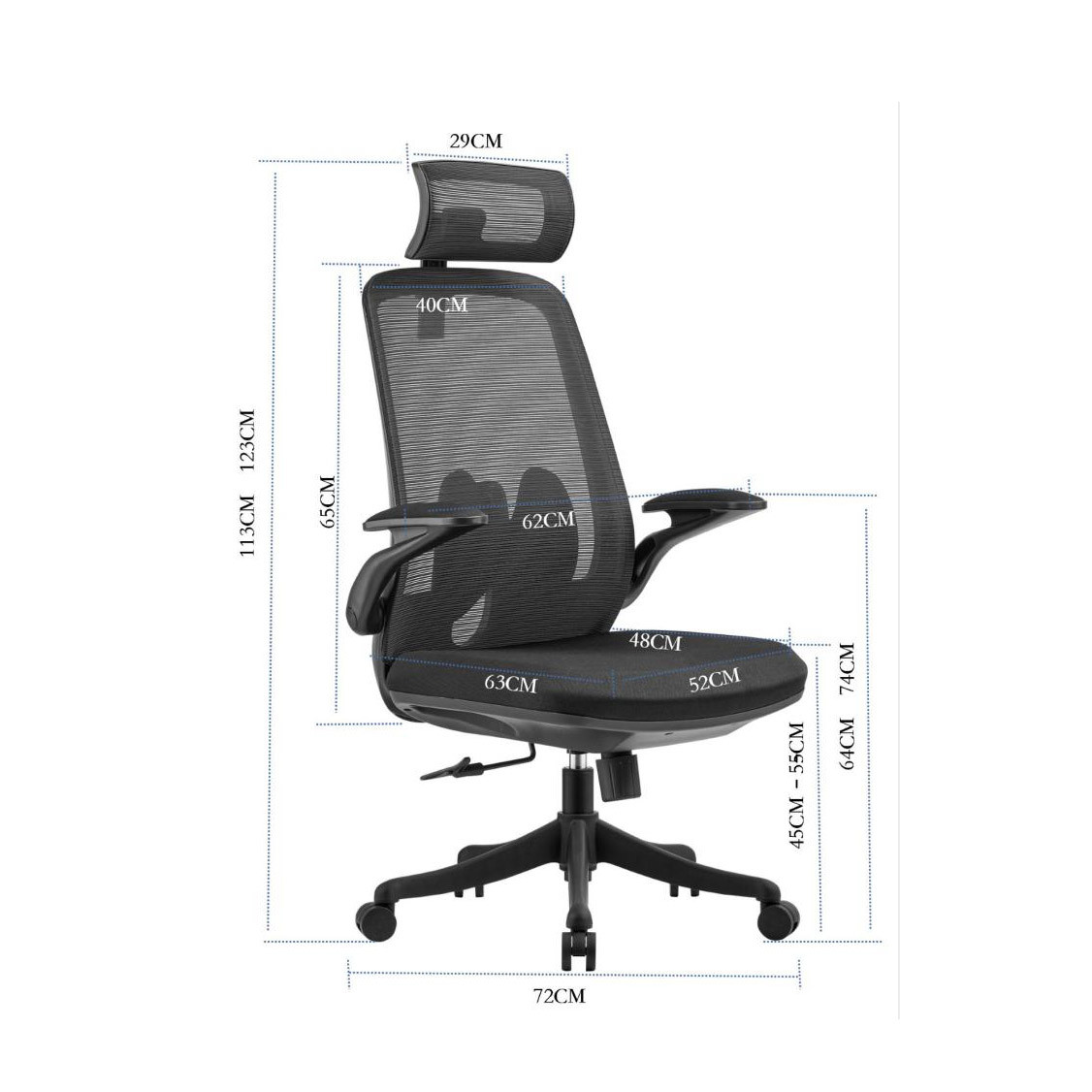 Operator Netted Mesh Seat Office Chair With Headrest