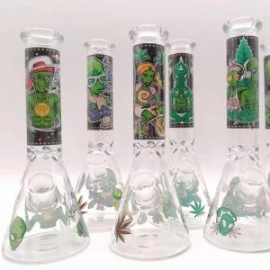 Quality Heavy Glass 10&quot; Hookah Water Pipe Peach Stripe Tobacco Beaker Bong Ice Catcher wholesale