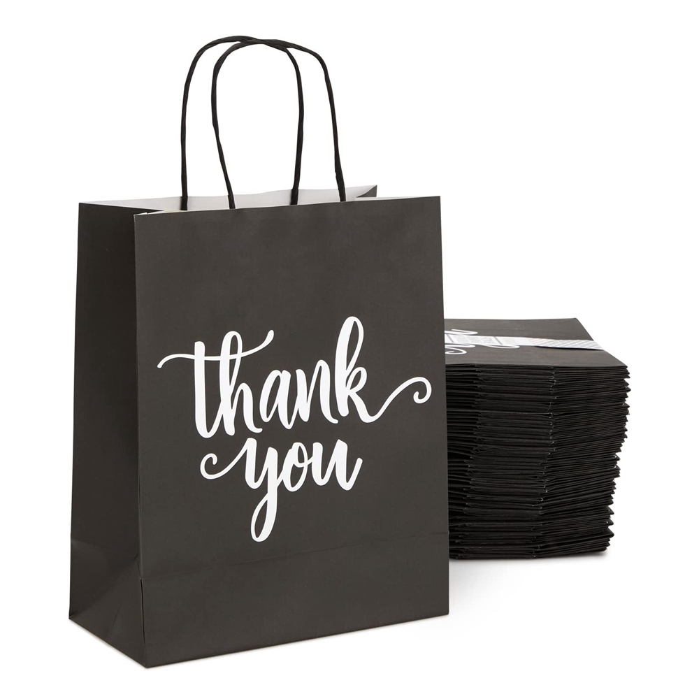 Customized Logo Online Custom Stylish Thank You Kraft Paper Bag for Supermarket Shopping