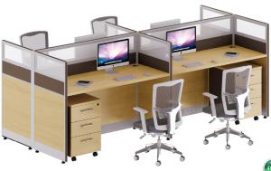 Quality modern 4 seater office galss partition table furniture wholesale