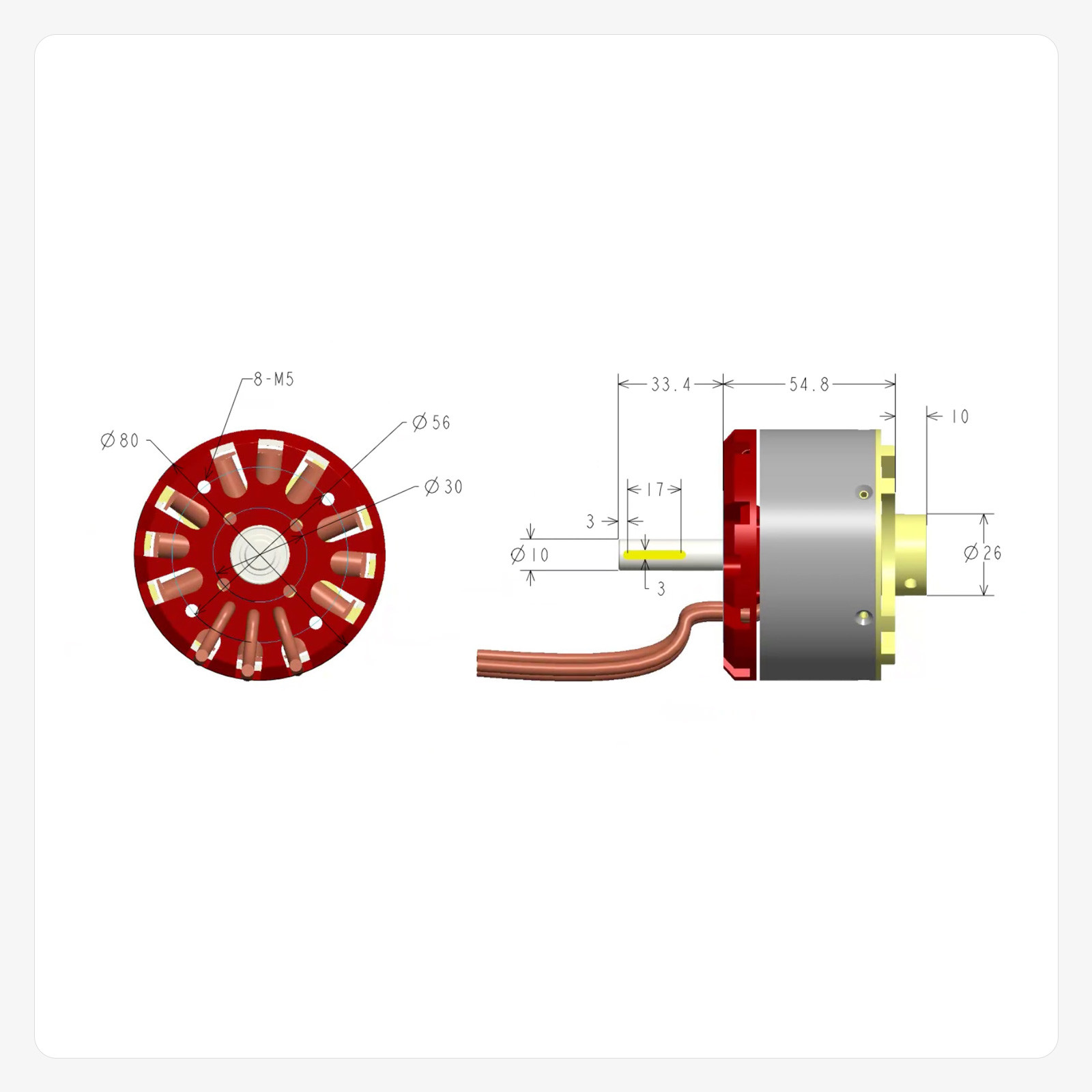 8055 High Torque 48V DC Brushless Motor For Battle Robot Go Kart And ESK