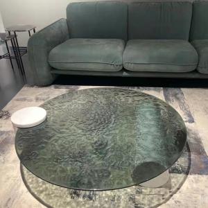 Quality 19mm Modern Fused Glass Countertop Tempered Fluted Cast Hot Melt Glass Coffee Table wholesale
