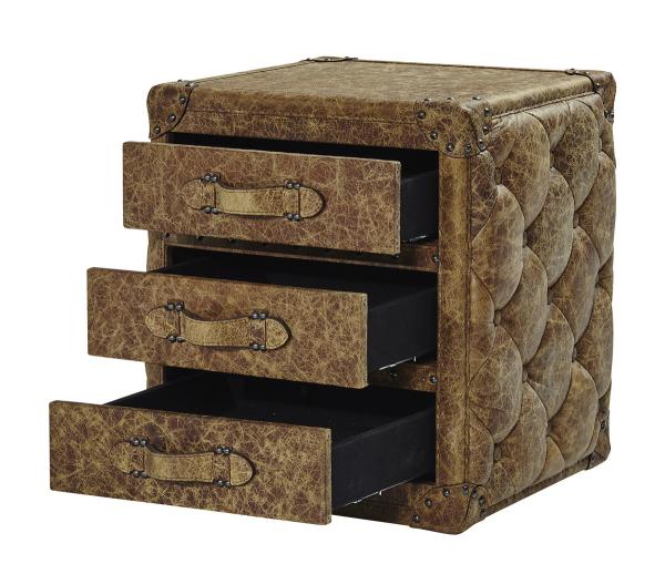 3 Drawers Square Steamer Trunk , Vintage Chest Trunk Full Leather Handle Office