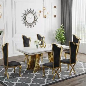 Quality Light Luxury Stainless Steel Marble Square Ballroom Dining Table wholesale