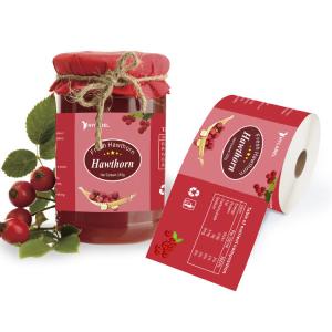Quality PP PE Custom Waterproof PET Paper Self Adhesive Jam Jar Food Bottle Label Sticker Rolls wholesale