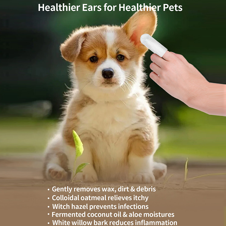 4x8cm Nonwoven Fabric Pet Wet Wipes Gentle Finger Ear Cleaner For Dogs