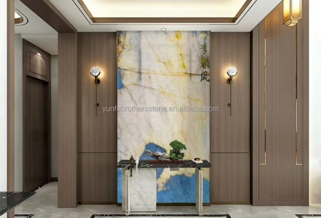 Modern Hotel Design Polished Monet Garden Marble Big Slab for Bathroom Vanity Wash Basin
