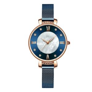Quality Women'S 33mm Alloy Case Watch Stainless Steel Mesh Belt OEM Quartz Royal Blue wholesale