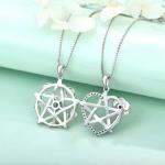 YASVITTI 925 Sterling Silver Pentagram Star Heart Pendant Necklace Set Cubic