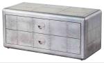 2 Drawers Aluminum Nightstand L100cm Industrial Bedside Cabinet