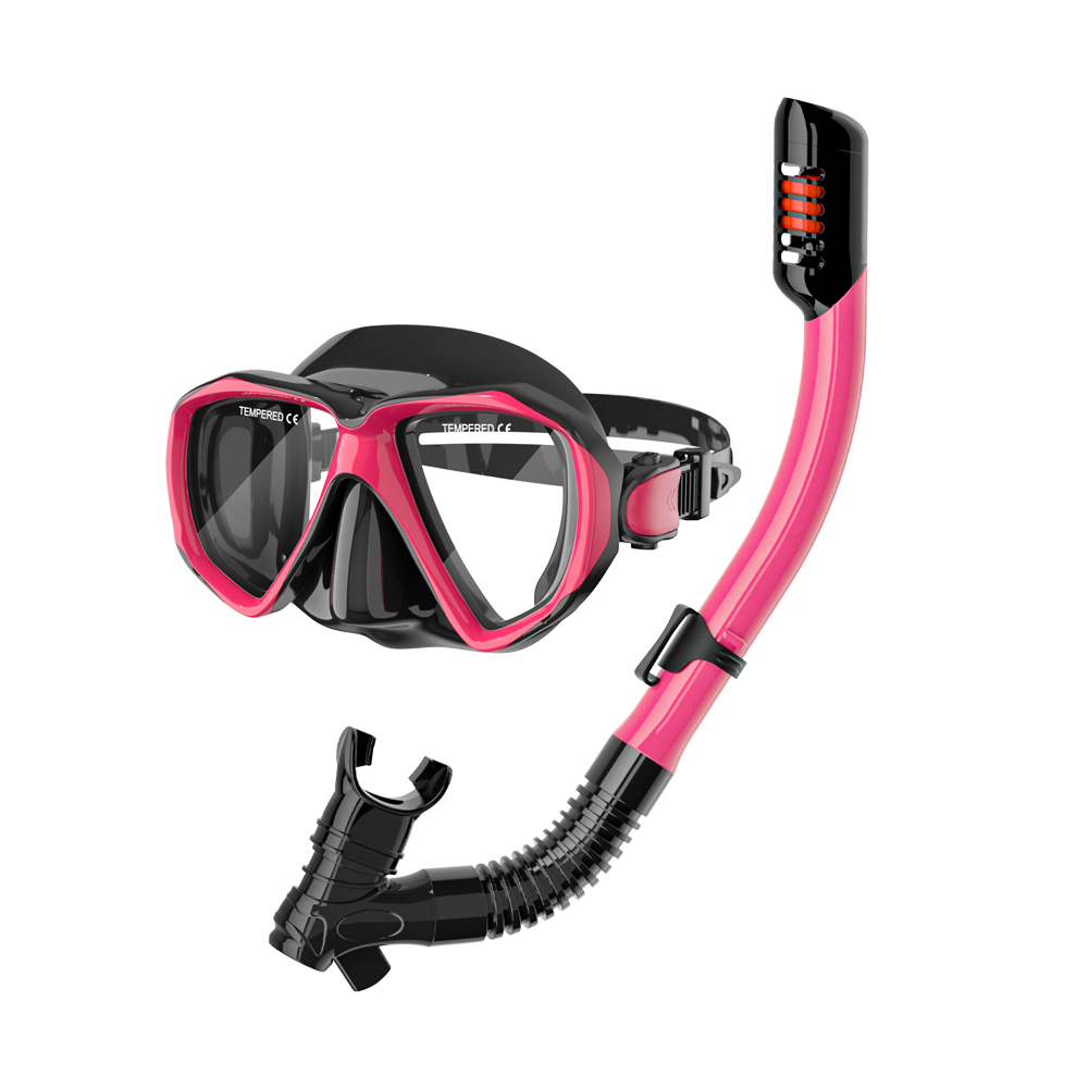 Dry Tube Diving Face Mask And Snorkel Equipment Black White