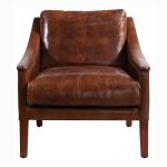 Brown Vintage Genuine Leather With Solid Wood Frame For Home Office