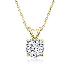Quality 925 Sterling Silver Pendant for Girls 18K Yellow Gold Round Cut Solitaire Stone Gift wholesale