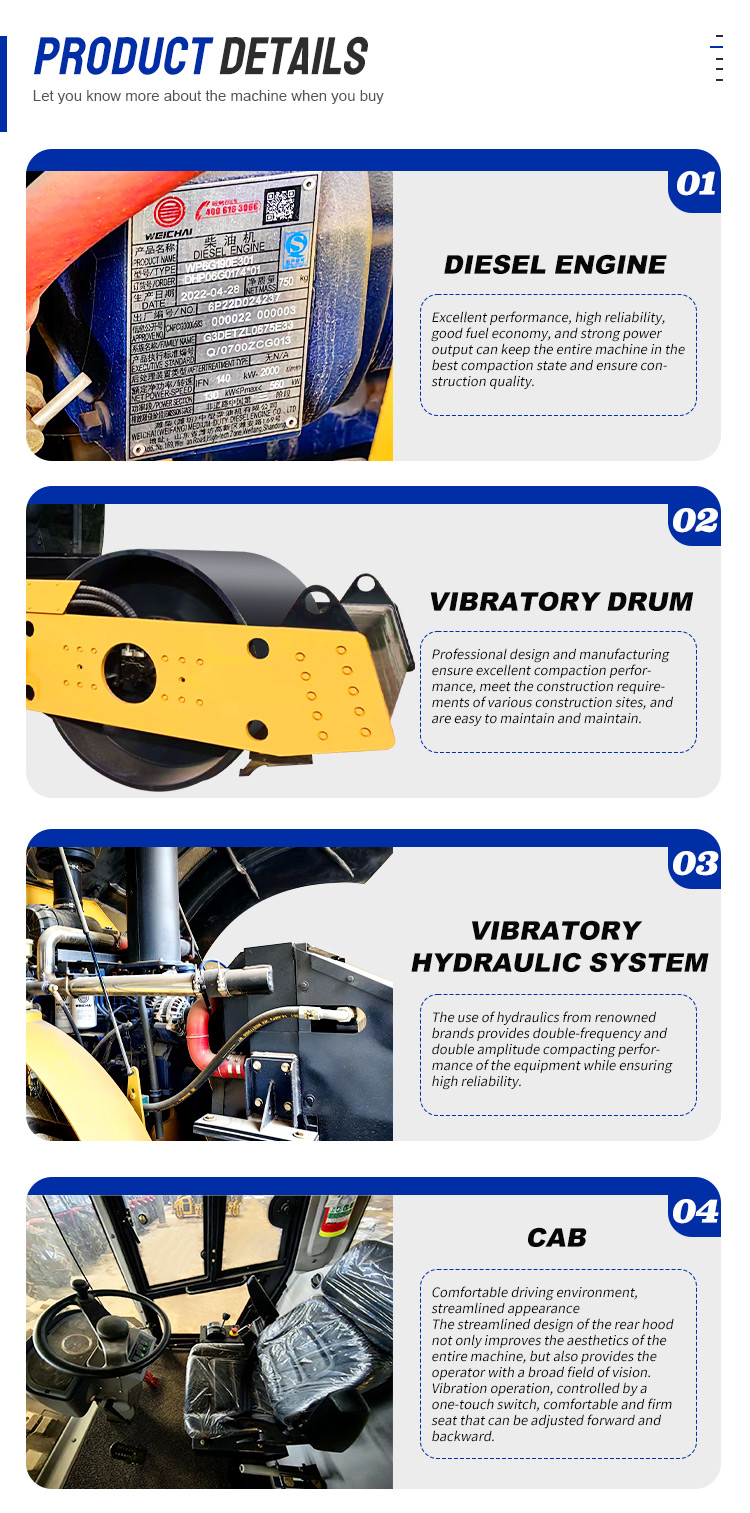 20 Ton Mini Wheel Road Roller With 500N/cm Static Line Load Vibration Frequency 28/35Hz