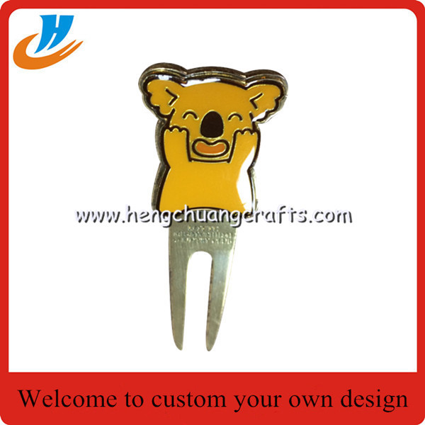 Custom high quality zinc alloy golf accessory fork,two tone plated color