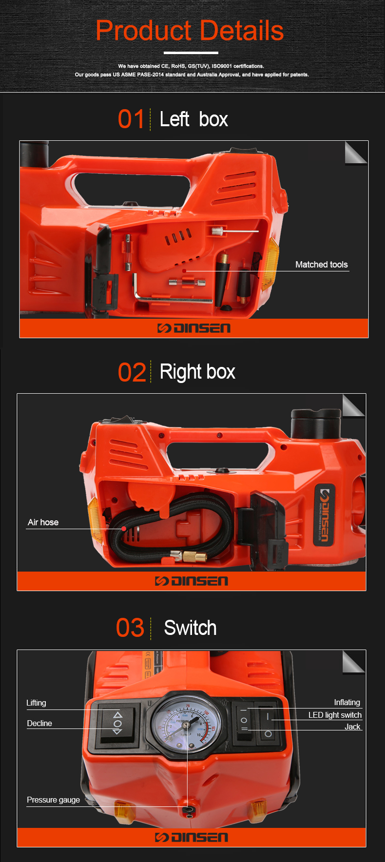 3t Low Profile Hydraulic Garage Jack Floor Jack Car Jacks With LED Light